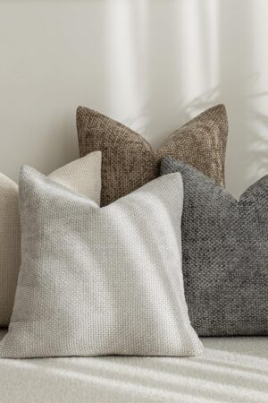 Neutral Decorative Throw Pillow Covers 18x18 Inch for Living Room Couch Bed Sofa Farmhouse Boho Home Decor Set of 4 Soft Corduroy Accent Luxury Cushion Cases (18x18, Neutral)