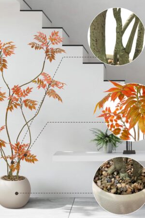 Artificial Tree 6ft,Tall Fake Plant Artificial Sumac Tree, Faux Plants Indoor Fake Plants Decor with Pots for Home Office Bathroom Bedroom Living Room Decorations Housewarming