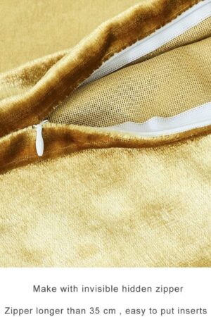 Gold Velvet Decorative 20x20 Throw Pillow Covers for Sofa Bed 2 Pack Soft Cushion Cover